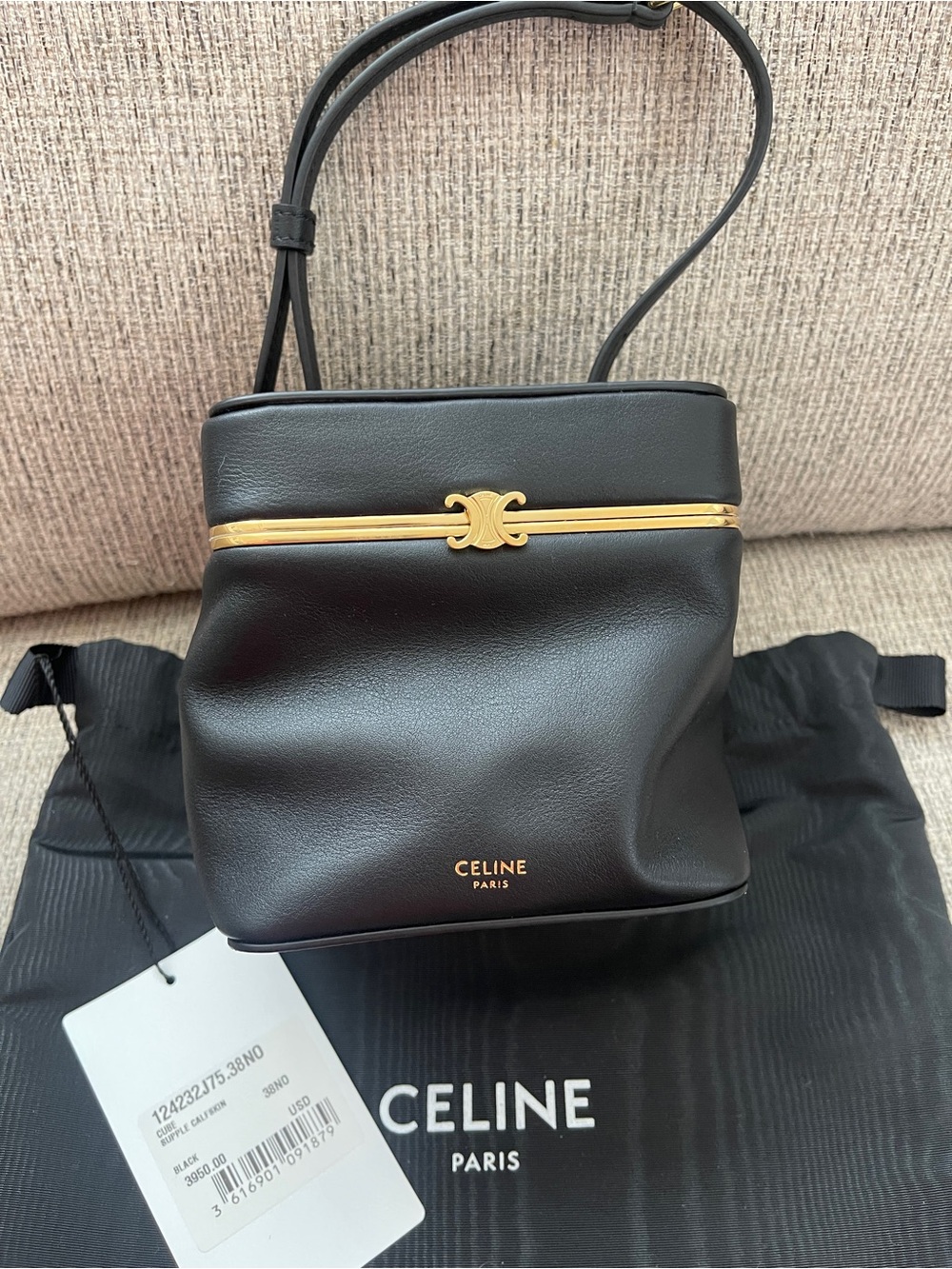 Celine Cube Black Leather Mini Vanity Bag with Gold-Tone Trim - Picture 4 of 9